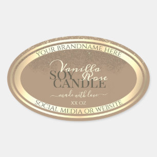 Verbluffend beige productverpakkingsetiketten Gold Ovale Sticker