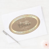 Verbluffend beige productverpakkingsetiketten Gold Ovale Sticker (Envelop)
