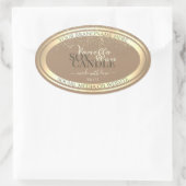 Verbluffend beige productverpakkingsetiketten Gold Ovale Sticker (Tas)