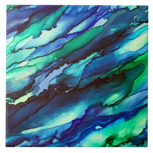 Verbluffend blauw alcoholinkt tegeltje (Voorkant)