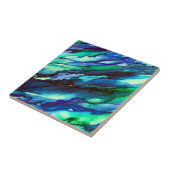 Verbluffend blauw alcoholinkt tegeltje (Zijkant)