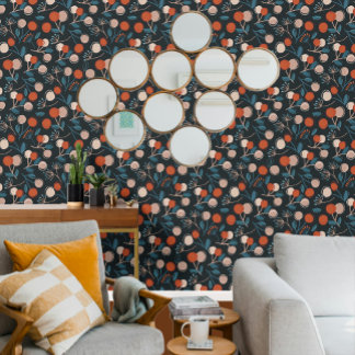 Verbluffend Blauw Blauw Bladblad Patroon Behang