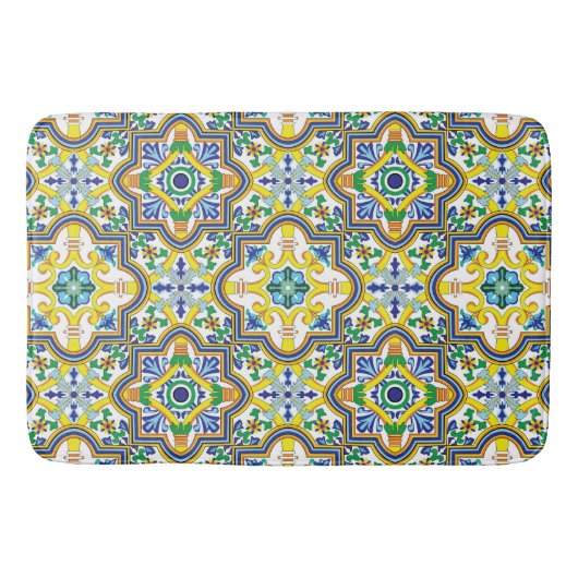 💛 💙 Verbluffend blauw en geel Azulejos Badmat (Voorkant)