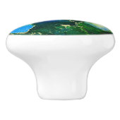 Verbluffend blauw en goudalcoholinkt keramische knop (Zijkant)