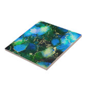 Verbluffend blauw en goudalcoholinkt tegeltje (Zijkant)