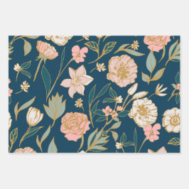 Verbluffend blauw roze ventilatorpatroon inpakpapier vel