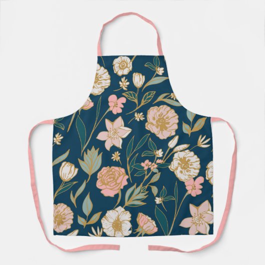 Verbluffend blauw roze ventilatorpatroon schort (Voorkant)