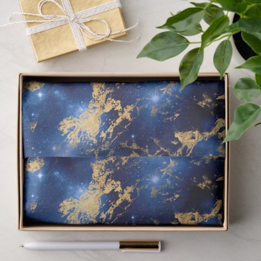 Verbluffend blauw, wit en goudmarmer tissuepapier (Geschenk)