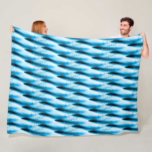 Verbluffend blauw, zwart en witvormig ontwerp fleece deken (In situ)