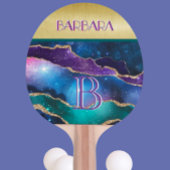 Verbluffend Blauwgroen Paars goudmonogram Tafeltennisbatje