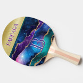 Verbluffend Blauwgroen Paars goudmonogram Tafeltennisbatje (Zijkant)