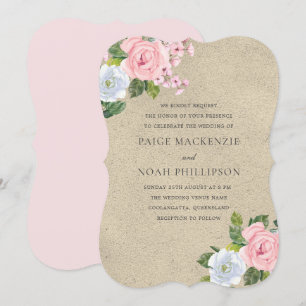 Verbluffend bleekroze Floral legant Wedding Invite Kaart