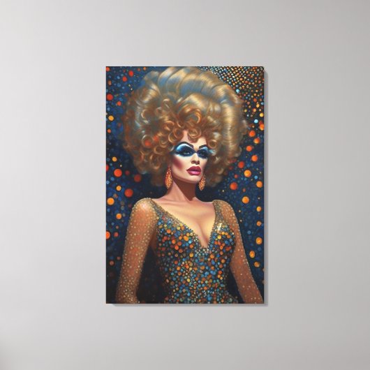 Verbluffend blond bombshell drag queen portret canvas afdruk (Voorkant)