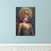 Verbluffend blond bombshell drag queen portret canvas afdruk (Insitu (Houten vloer))