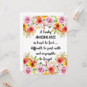 Verbluffend Boss Quote: geweldige boss Appreciatio Kaart (Voorkant / Achterkant in situ)