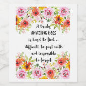 Verbluffend Boss Quote: geweldige boss Appreciatio Wijn Etiket (Enkel label)