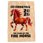 Verbluffend Chinees Jaar van het Vuurpaard 2026 Medium Cadeauzakje (Voorkant)