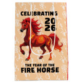 Verbluffend Chinees Jaar van het Vuurpaard 2026 Medium Cadeauzakje (Achterkant)