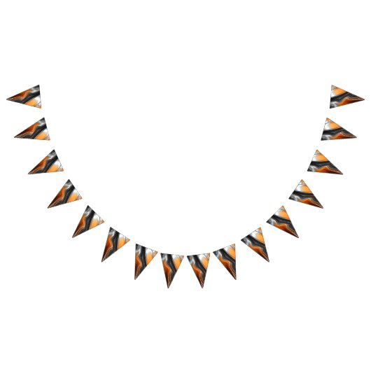 Verbluffend chroom-oranje fractal abstract vlaggetjes (Alle)