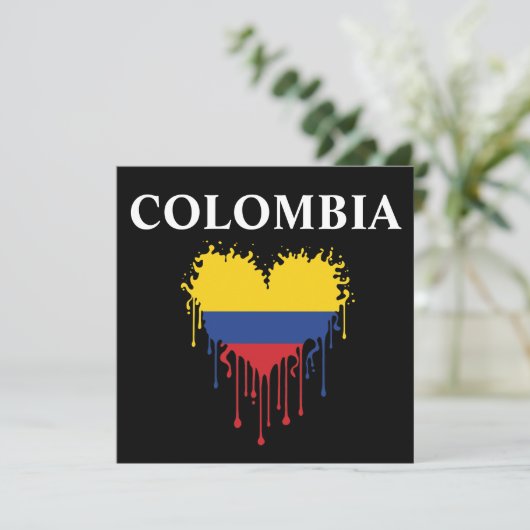 Verbluffend Colombia Dripping Heart Flag (Staand voorkant)