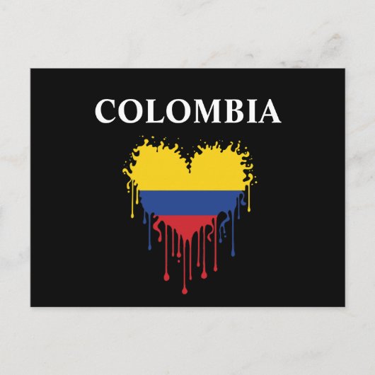 Verbluffend Colombia Dripping Heart Flag Briefkaart (Voorkant)
