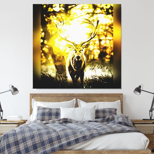 Verbluffend deer 01-01 canvas afdruk (Insitu (Slaapkamer))