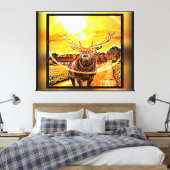 Verbluffend deer 2-02 canvas afdruk (Insitu (Slaapkamer))