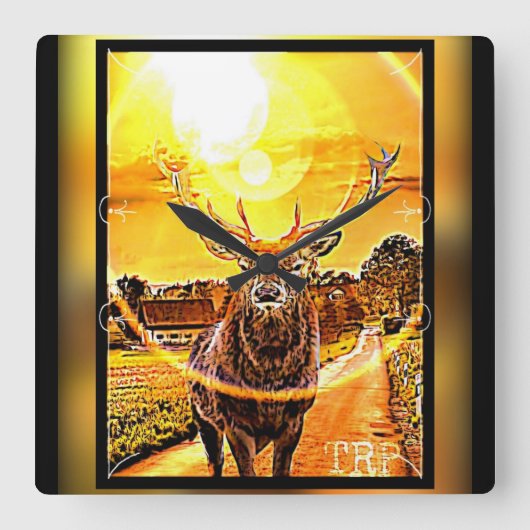 Verbluffend deer 2-02 vierkante klok (Voorkant)
