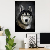 Verbluffend digitaal schilderij van siberische hus poster (Thuiskantoor)