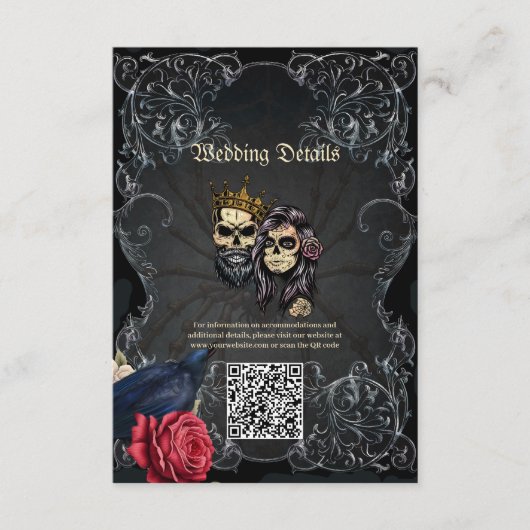 Verbluffend donker gotisch bruiloft ontwerp met sc informatiekaartje (Voorkant)
