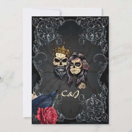 Verbluffend donker gotisch bruiloft ontwerp met sc kaart (Achterkant)