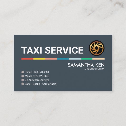 Verbluffend eenvoudig 'Colorful Line Taxi'-stuurpr Visitekaartje (Voorkant)