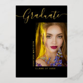 Verbluffend Elegant modern Foto Gold Foil Afstudee Folie Uitnodiging (Voorkant)