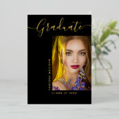 Verbluffend Elegant modern Foto Gold Foil Afstudee Folie Uitnodiging (Staand Voorkant)