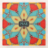 Verbluffend elegumkleurige glazen blik - Uw initia Glazen Onderzetter (Voorkant)