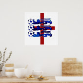 Verbluffend Engeland voetbal 3 leeuwen Poster (Keuken)