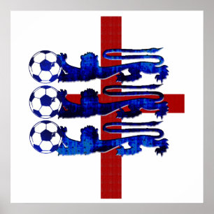 Verbluffend Engeland voetbal 3 leeuwen Poster