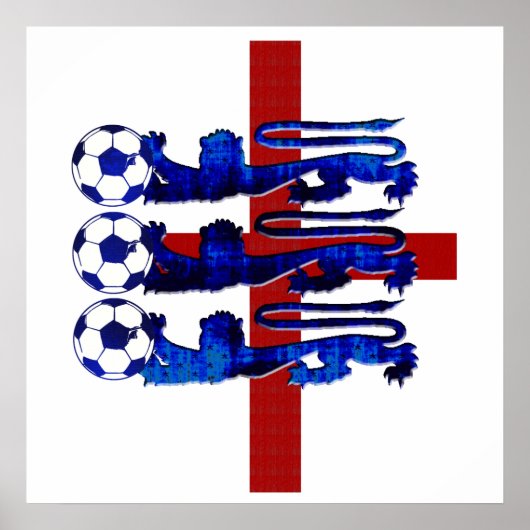 Verbluffend Engeland voetbal 3 leeuwen Poster (Voorkant)