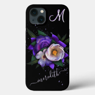 Verbluffend Floral 3-Color Monogram Glitter Name Case-Mate iPhone Case