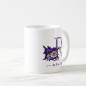 Verbluffend Floral Lavender White Custom Monogram Koffiemok (Voorkant rechts)