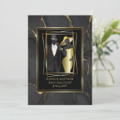 Verbluffend Foto Elegant Black en Gold Marble toev Kaart (Staand voorkant)