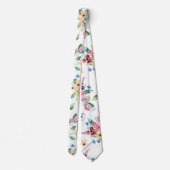 Verbluffend Geel Blauw Floral Print Stropdas (Achterkant)
