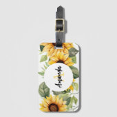 Verbluffend geel zonnebloempatroon monogram bagagelabel (Voorkant (verticaal))
