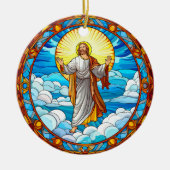 Verbluffend Glas in lood Jesus Christmas Keramisch Ornament (Voorkant)