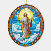 Verbluffend Glas in lood Jesus Christmas Keramisch Ornament (Links)