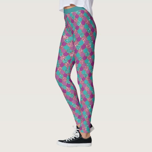 Verbluffend glitter Mermaid Scale pasta glam Spark Leggings (Links)