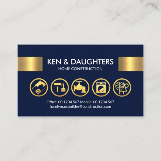 Verbluffend Gold Handyman Tools Tab Visitekaartje (Voorkant)
