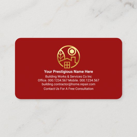 Verbluffend Gold Handyman Tools Tab Visitekaartje (Achterkant)