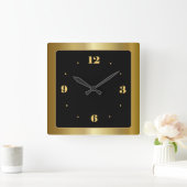 Verbluffend goud met Black Center Wall Clock Vierkante Klok (Huis)