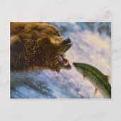 Verbluffend grizzly beer zalm afbeelding briefkaart (Voorkant)